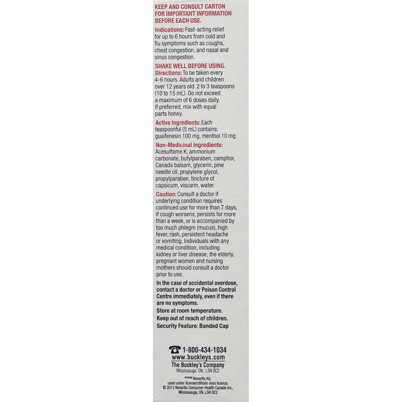 BUCKLEY'S Original 'Chest DECONGESTANT' Syrup for Cough 150 ml Size