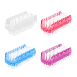 4 Stück Doppelseitige Handbürste Nagelbürste mit Harten Borsten, Handwaschbürste, farbige Nagelbürsten aus Kunststoff, für Reinigung Nagel, Tägliche Reinigungswäsche(4 Farben)