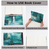 NICENEEDED Stretchable Book Cover, Dark Green Marbled Print Book Sleeve,