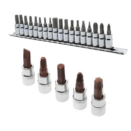 Makita Compatible Bit Socket Set, 1/4 inch (6.35 mm), Ratchet Wrench, Torque Wrench, 18 Types, Hexagonal, Positive, Negative, Torx, Hex Lobe, Screws, Star Type