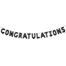 16 inch multicolor lowercase CONGRATULATIONS Letters Banner Gold Graduation Party Decorations Supplies (CONGRATULATIONS Black)