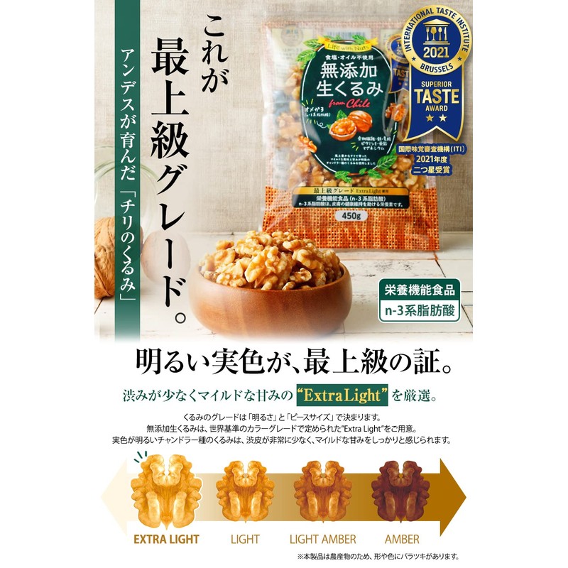 [2 Star Award] Raw Walnut, Additive-free, Salt-free, Chilean Walnut, Walnut,