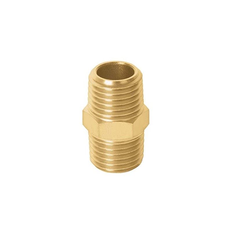 Truper NIPLE, Niple de latón, tipo FF, cuerda 1/4 NPT