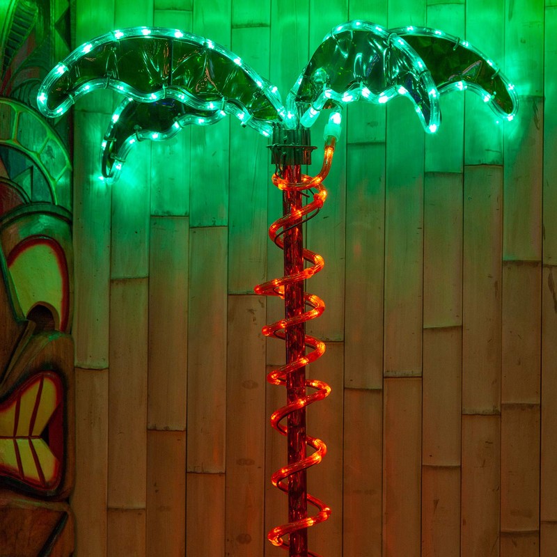 Deluxe Tropical LED Rope Light Palm Tree with Lighted Holographic
