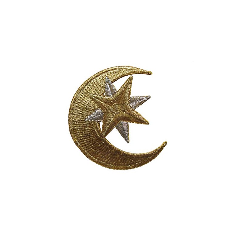 #E05005 Gold Moon,Gold,Silver Star Embroidery Iron On Applique Patch by