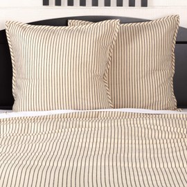 Piper Classics Katie's Vintage Stripe Euro Pillow Sham, 26" x 26", Urban Rustic Farmhouse Bedding, Natural Cream w/Black Stripes Pillow Cover