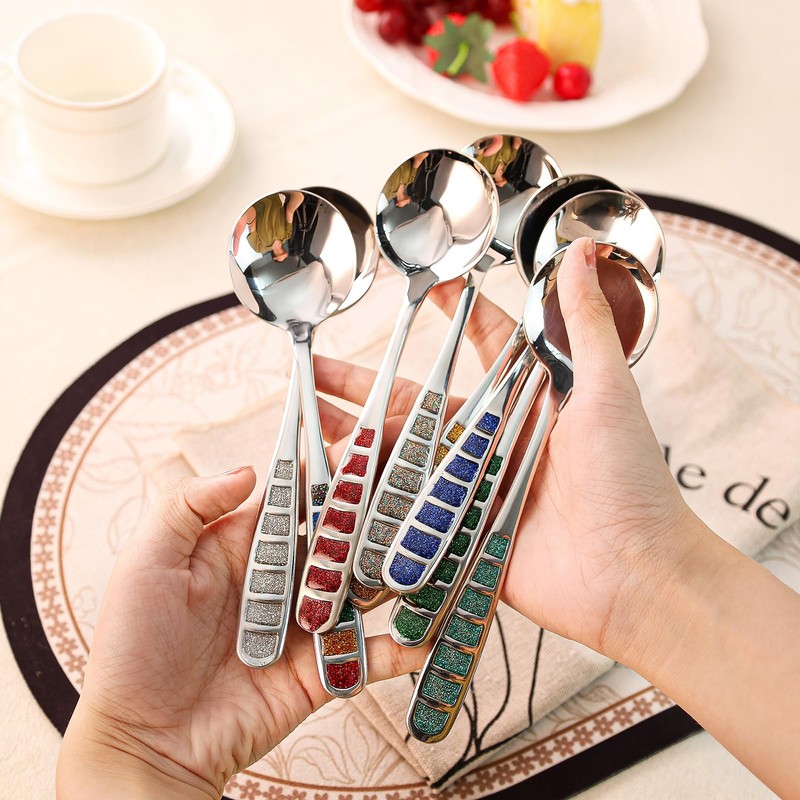Turbokey 7.3 Inch Soup Spoons Set 304 Stainless Steel Spoons