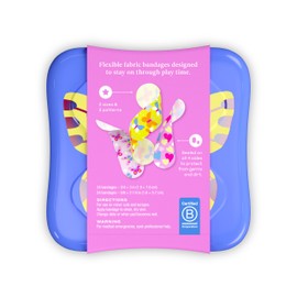 Welly Bandages | Adhesive Flexible Fabric Bravery Badges | Assorted Shapes for Minor Cuts, Scrapes, and Wounds | Colorful and Fun First Aid Tin | Butterfly Patterns - 48 Count