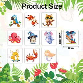 Qpout 60pcs Animal Temporary Tattoos for Kids,Cute Mixed Style Dinosaur Lion Panda Mermaid Waterproof Fake Tattoo Stickers for Boys Girls Animals Birthday Party Favors Goodie Bag Stuffers