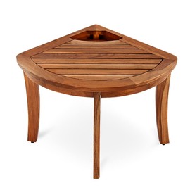 Cambridge Casual Superior Indonesian Teak Estate Shower Bench, Corner Stool/Natural Brown