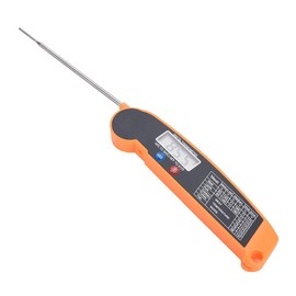 LCD Digital Food Meat Thermometer with Folding Probe Turkey Fish Beef Taste Selectable Kitchen Cooking BBQ Grill Temp Tester(Orange)