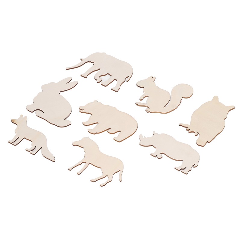 48PCS Animal Wooden Slice DIY Wood Ornaments Blank Decoration Shaped
