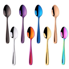 8 Pieces Coffee Spoons, Colorful Peanut Butter Spoons, Egg Stirring Spoons, Kitchen Stainless Steel Cooking Spoons, Colorful Kitchen Utensils, Stainless Steel Dessert Spoons, Stainless Steel Tea Spoon