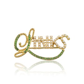 CENWA Sorority Brooch Gift Green and White Pearl and Zircon Sorority Brooch Pin Greek Sorority Jewelry Graduation Gift for Her (Green and White Pearl pin)