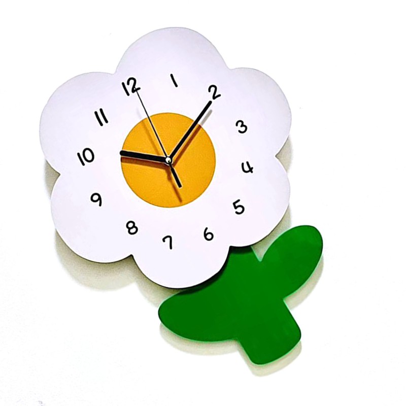 Flower Shaped Wall Clocks for Kids Cartoon Cute Exquisite Silent