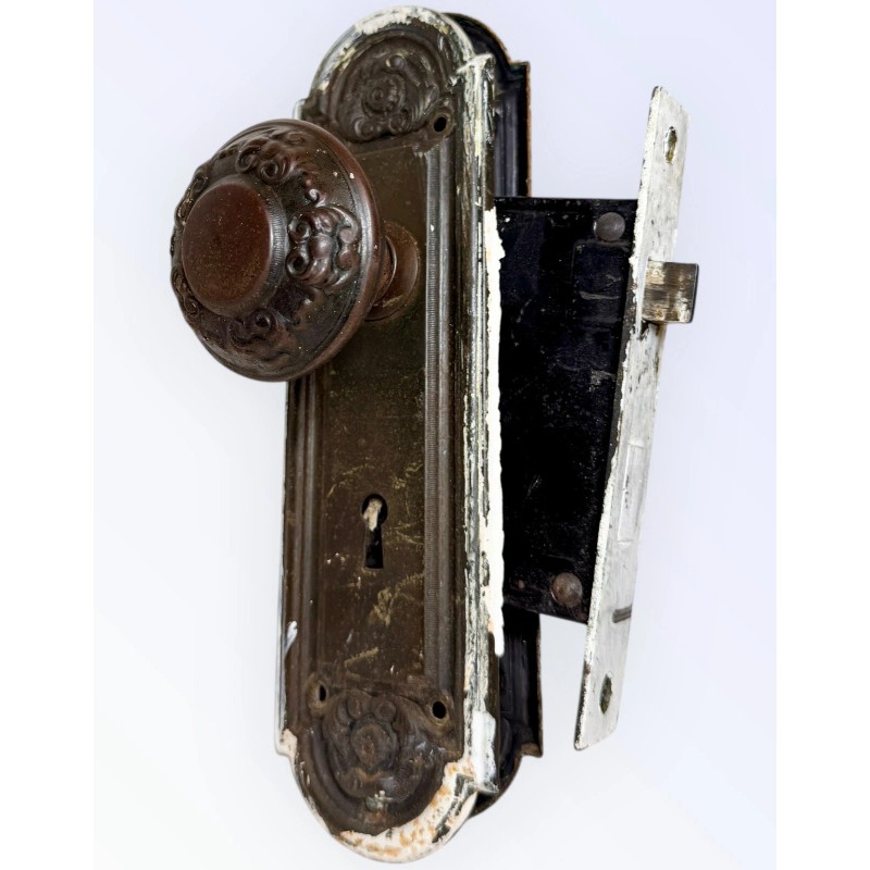 Antique Yale & Towne Nubian Door Knob Set + Back