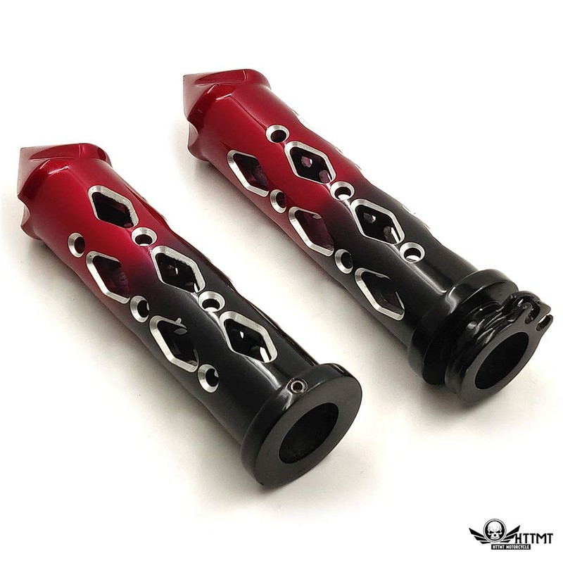 XKMT- Black Red Cruiser Motorcycle 7/8" Inch Spike Hand Grips