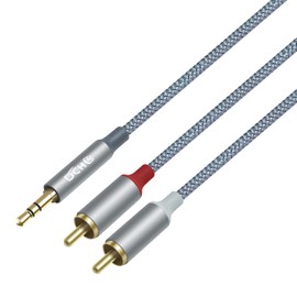 DCHAV 3.5mm to RCA Audio Cable 4ft 2 Male RCA Aux Cord Adapter Headphone Jack Y Splitter for Speaker Stereo Car Subwoofer TV MP3 Laptop Amplifier with Nylon Braided Wire Gold Plated Plug Red White