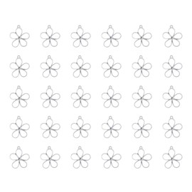 Ruwado 50 pcs Hollow Flower Charms Open Bezel Frame Pendants Vintage Small Cute Dangle Charms for DIY Jewelry Making Resin Pressed Flower Keychain Necklace Bracelet Accessories Supplies (Silver)