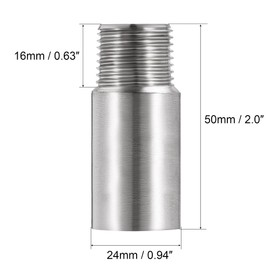 sourcing map Shower Head Extension Arm Stainless Steel 1/2PT Male to 1/2PT Female Thread 50mm Length Cast Pipe Fitting Coupler 2Pcs