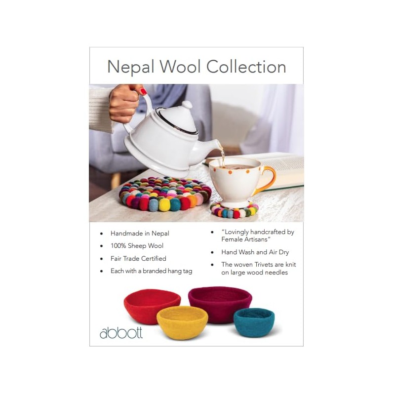 Abbott Collection Nepal Chunky Knitted Trivet - Wool Felt, Oatmeal
