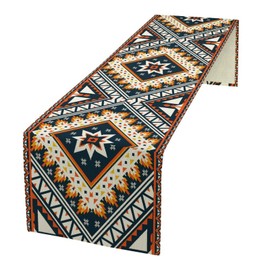 Rustic Retro Table Runner,Vintage Farmhouse Wooden Cabin Country Woodland Wildlife Brown Bear Elk Print Table Runner for Kitchen Dining Room Party Table Decor13x36in