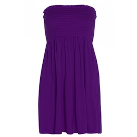 GUBA® Womens Sheering Top Strapless Boob Tube Gater Bandeau Elasticated Bust - Ladies Plain Beach Summer Mini Dress Boobtube Top (Purple, Large-X-Large)