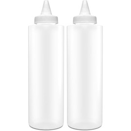 BRIGHTFROM Squeeze Bottles, Leak Proof, Wide Neck, BPA FREE Plastic, 16 OZ 2 PACK, Condiment Empty Squirt Bottle with Twist Top Cap - for Ketchup, Mustard, Syrup, Sauces, Dressing, Oil, Arts & Crafts