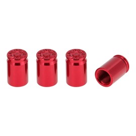 TUCKBOLD 4 Pcs Tire Valve Stem Caps Stylish 7x16.5mm Tyre Valve Dust Covers Bullet Case Shape Red Aluminum Alloy