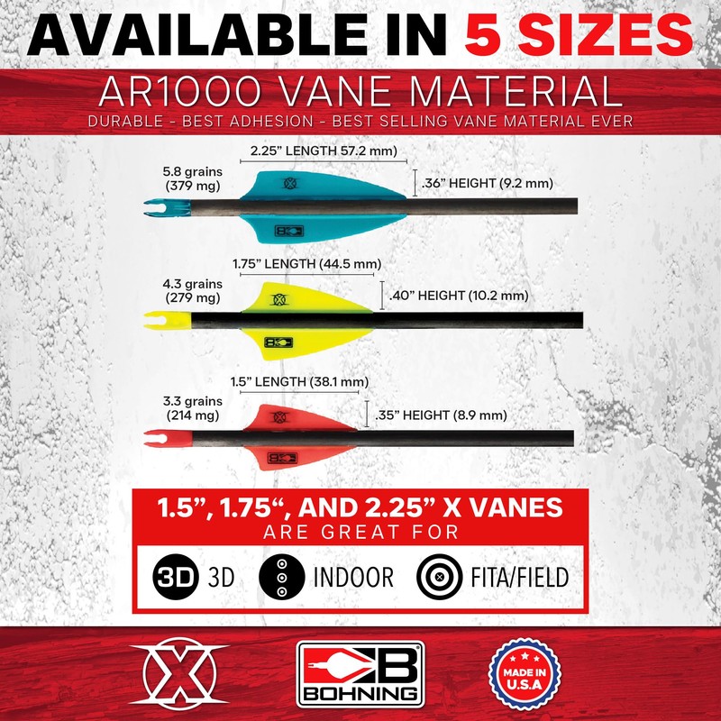 Bohning X Vane, 2.25" Hunting, 3D, Target Vane, White, 100pk