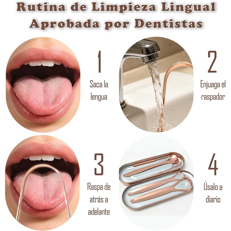 Set de 4 Kit Limpieza Bucal,Con 1pcs Caja portátil, Reutilizable.