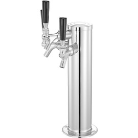 Happybuy Triple Tap Draft Beer Tower Dispenser, Stainless Steel Kegerator Kit with Pre-Assembled Tubing & Self-Closing Faucets for Bar, Pub, Party
