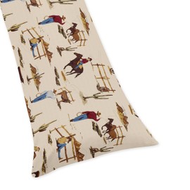 Western Print Full Length Double Zippered Body Pillow Case Cover for Wild West Cowboy Collection