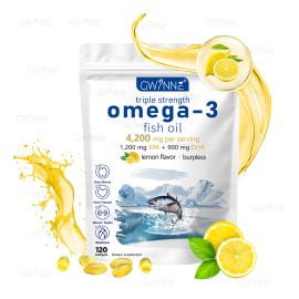 Gwynne Super Omega 3 Premium Limn Aceite De Pescado 4200mg 120 Cpsuls,epa,dha Y Omega 3 Supplement,salud Del Corazn,salud Cerebral, Reduccin Del...   