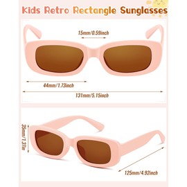 Xuhal 8 Pairs Kids Retro Rectangle Sunglasses Polarized Sunglasses Children Girls Boys Y2K Trendy Eyewear Square Frame Glasses for Summer Beach Age 3-10 Toddlers
