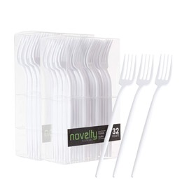 Novelty Modern Flatware, Cutlery, Disposable Plastic Salad forks Luxury White 64 Count