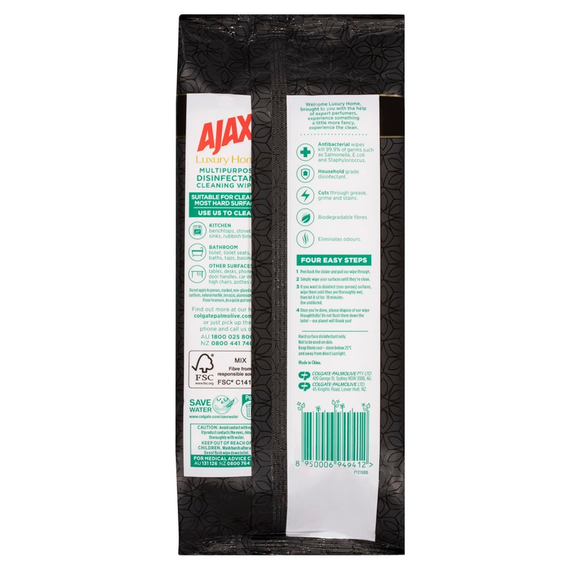 Ajax Luxury Home Multipurpose Cleaning Wipes Exotic Bergamot & Vanilla