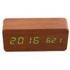 Wooden Digital Alarm Clock, Quiet LED Display, Adjustable Brightness/Sound Control,