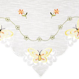 ARSVITA Table Runner with Embroidery, Embroidered with Flowers or Butterflies, 35 x 140 cm, Available in Many Different Designs (Colour: Yellow - Orange)
