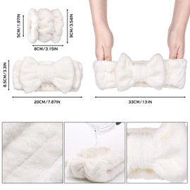 Chuangdi 4 Pcs Microfiber Headband Spa Wristbands and Wrist Bands for Washing Face Cuffs Towel Wristbands Hair Headband Face Wash Cuffs for Women Makeup(White)