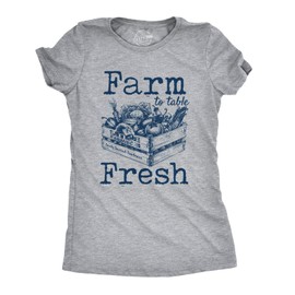 Womens Farm to Table Fresh T Shirt Cute Vegetables Farmers Market Tee Funny T Shirts Environmental Tops for Women Cool Food Top Women's Novelty Tees Light Grey S