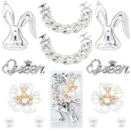 GlowMyst Bling Shoe Charms - 12PCS Crystal Rhinestone Pearl Flower and Butterfly Charms for Women & Girls, Sparkling Chain Accessories for Clog Shoes, Perfect for Party Favors & Birthday Gifts