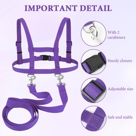 Horse Lead for Children, Pack of 2 Horse Lead Children, Horse Harness for Children for Playing, Skiing, Role Play Accessories for Play Horse, Size Adjustable, for Boys and Girls (Purple)