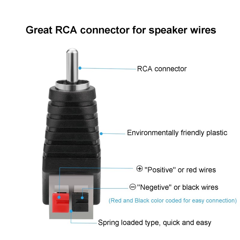 RCA to Speaker Wire Adapter, EIGHTNOO 10pcs Speaker Wire Connector