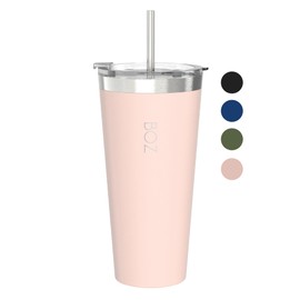BOZ Tumbler - Tumbler with Lid and Straw - Insulated Tumbler Cup - Cups with Lid and Straw - Stainless Steel Tumbler - Thermal Cup Perfect for Hot and Cold Drinks - BPA Free (650 ml / 22oz, Pink)