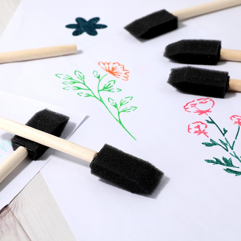 12 Piece Foam Paint Brush Set - 1-Inch Sponge Brushes,