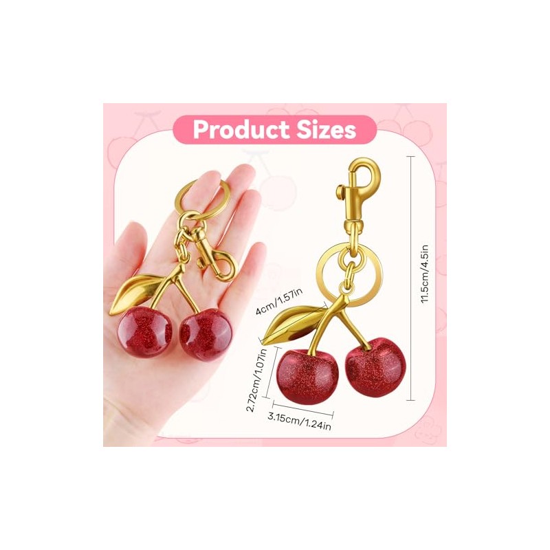 Cute Cherry Bag Charm Keychain for Handbags and Purses