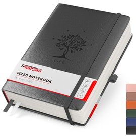 Smarpau Notebook B5, Hardcover Lined Journal with 320 Pages and 100gsm Premium Paper, Leather Journal, The College Pad Notepad is Suitable for Writing and Noting, 19 x 25 cm, Black