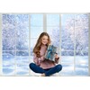 LYWYGG 7X5FT Winter Snow Backdrop White Window Photography Backdrop Christmas