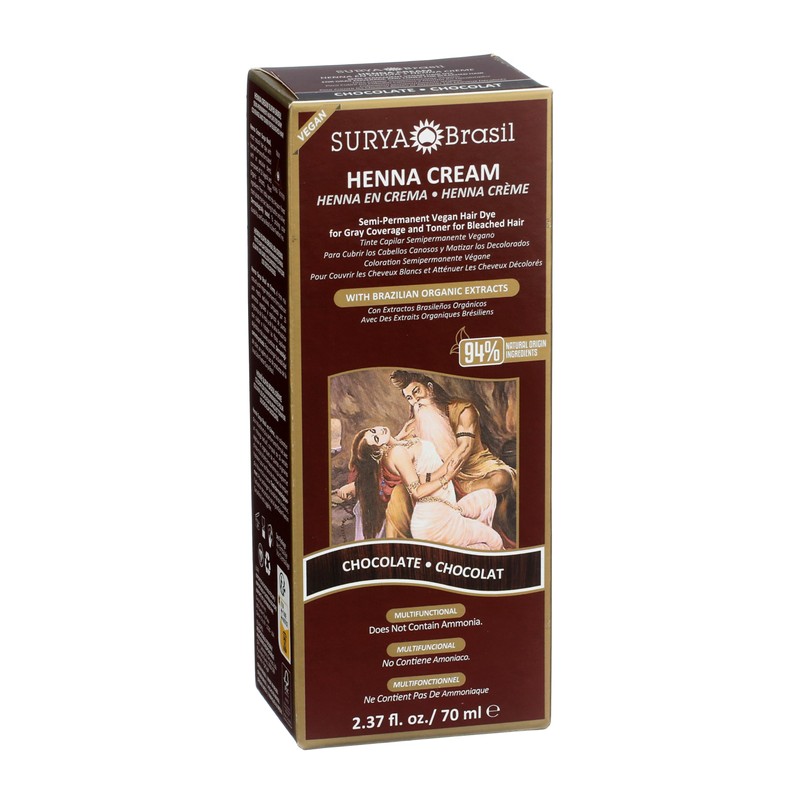 Surya Brasil Henna Cream Chocolate - 94% Natural Ingredients, Vegan,
